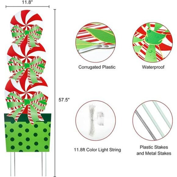 Christmas Yard Signs, 57 ″ Giant Candy Christmas Decorations with LED Lights - Picture 6 of 6